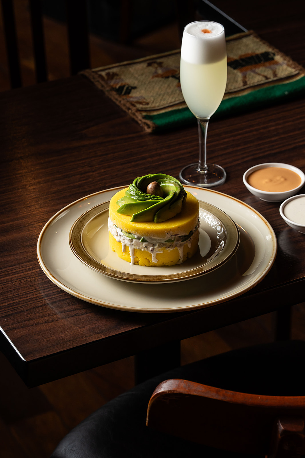 Causa con Palta y Pisco Sour